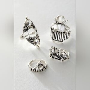 Free People, Rhapsody Ring Set, Silver/Black